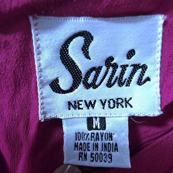 Vintage Sarin New York Beaded Maxi Dress Size M Pink 80s Drop Waist Rayon - Picture 3 of 9